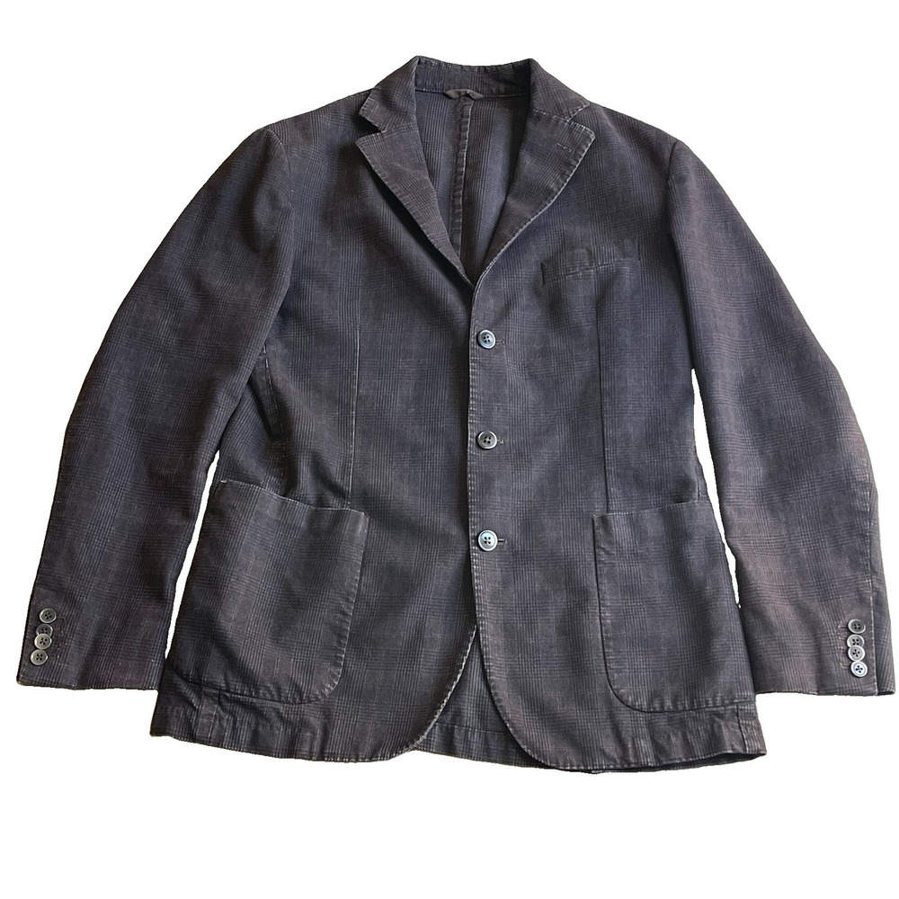 L.B.M 1911 Tailored Sport Coat Brown Glen Plaid Italy Cotton IT 50 US 40R - Picture 1 of 11